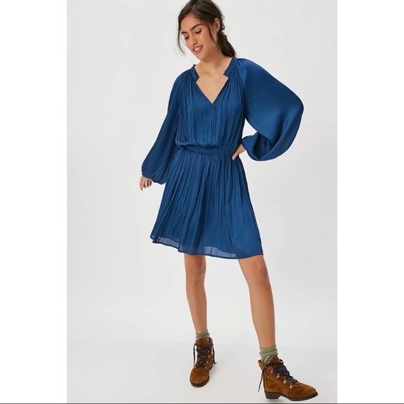 Anthropologie Tomasa Pleated Tunic Royal Blue - Picture 1 of 9